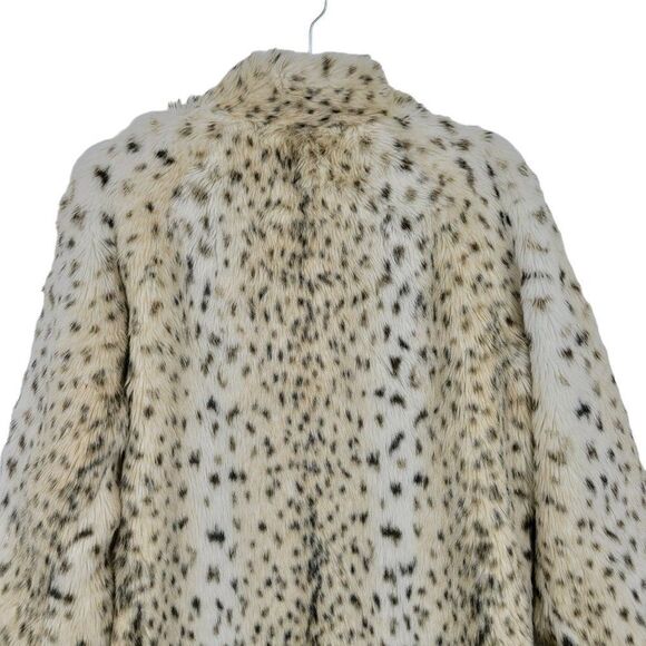 Vintage 70's Reversible Vegan Faux Fur Raincoat M Snow Leopard Animal Pockets - Picture 16 of 16